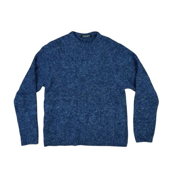 Bruno Magli Blue Pullover Sweater Made in Italy Kangaroo Pockets Size 50 - Picture 1 of 6